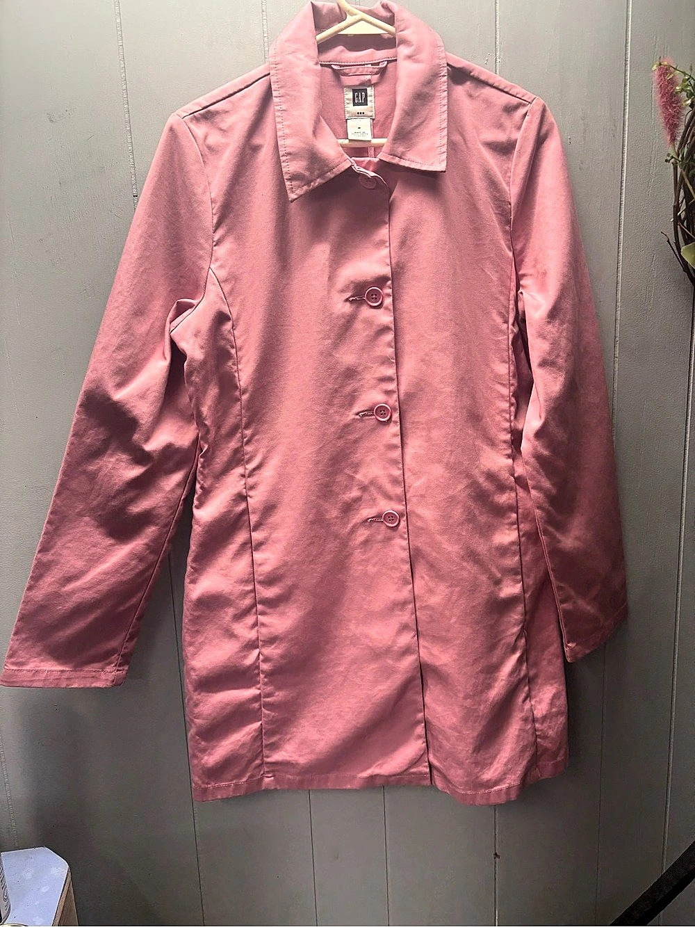 Gap Pink Cotton Trench Coat Size Medium